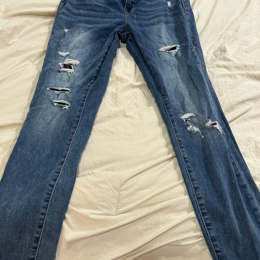 Maurices Dark Blue Distressed Skinny Jeans